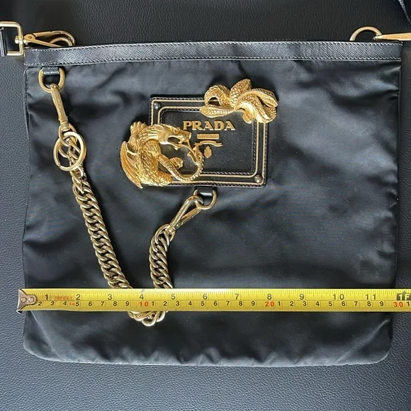 Authenticated Bundle Prada Crossbody Bag Charm & Wallet. Gold Tone Hardware - Picture 13 of 17